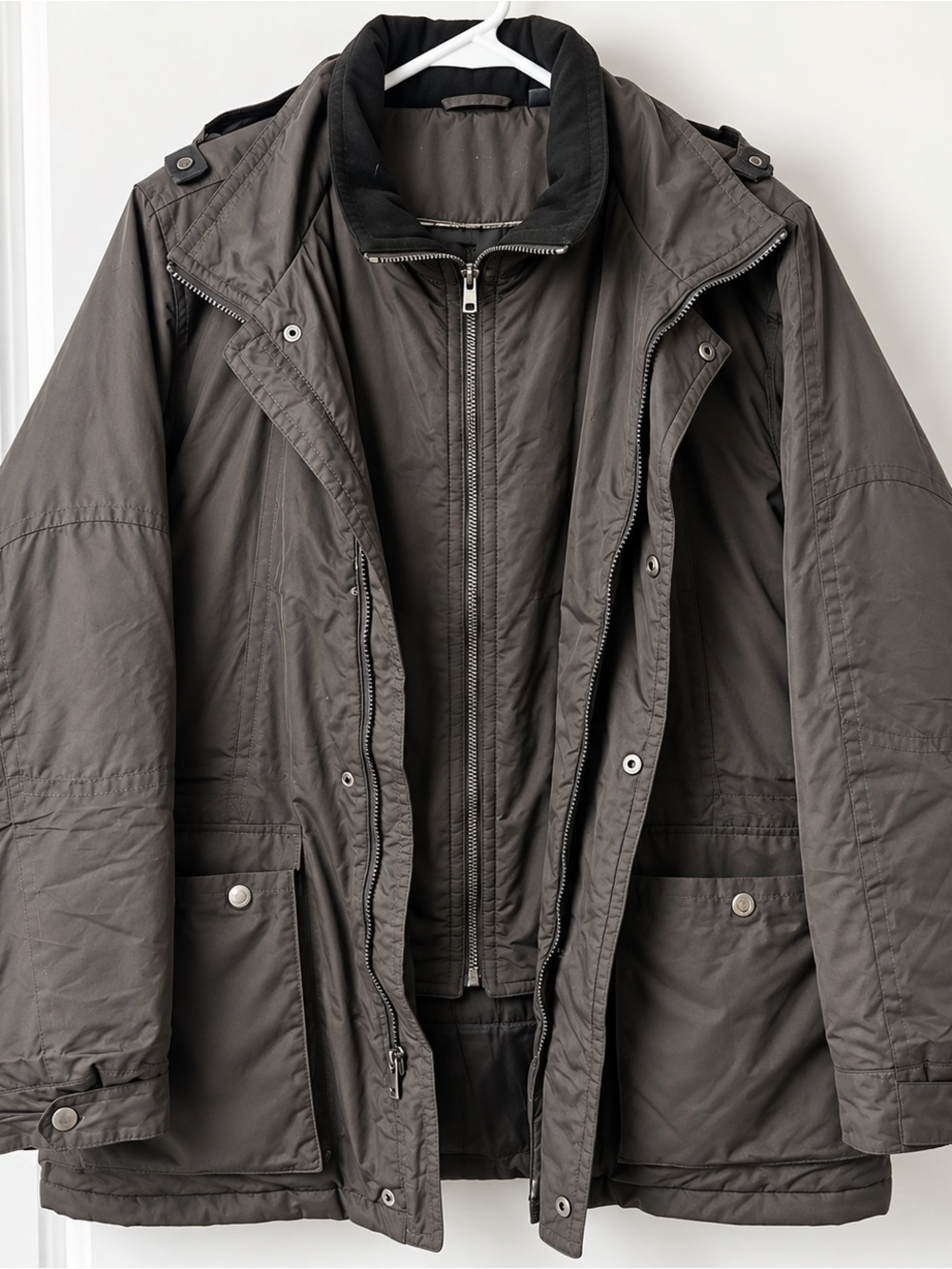 Perry Ellis Men's Charcoal Gray Quilted Field Jacket